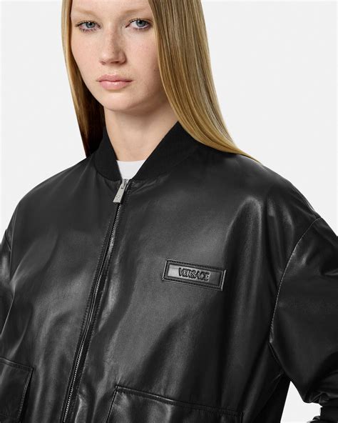 versace nappa leather jacket|Leather Blouson Jacket Black .